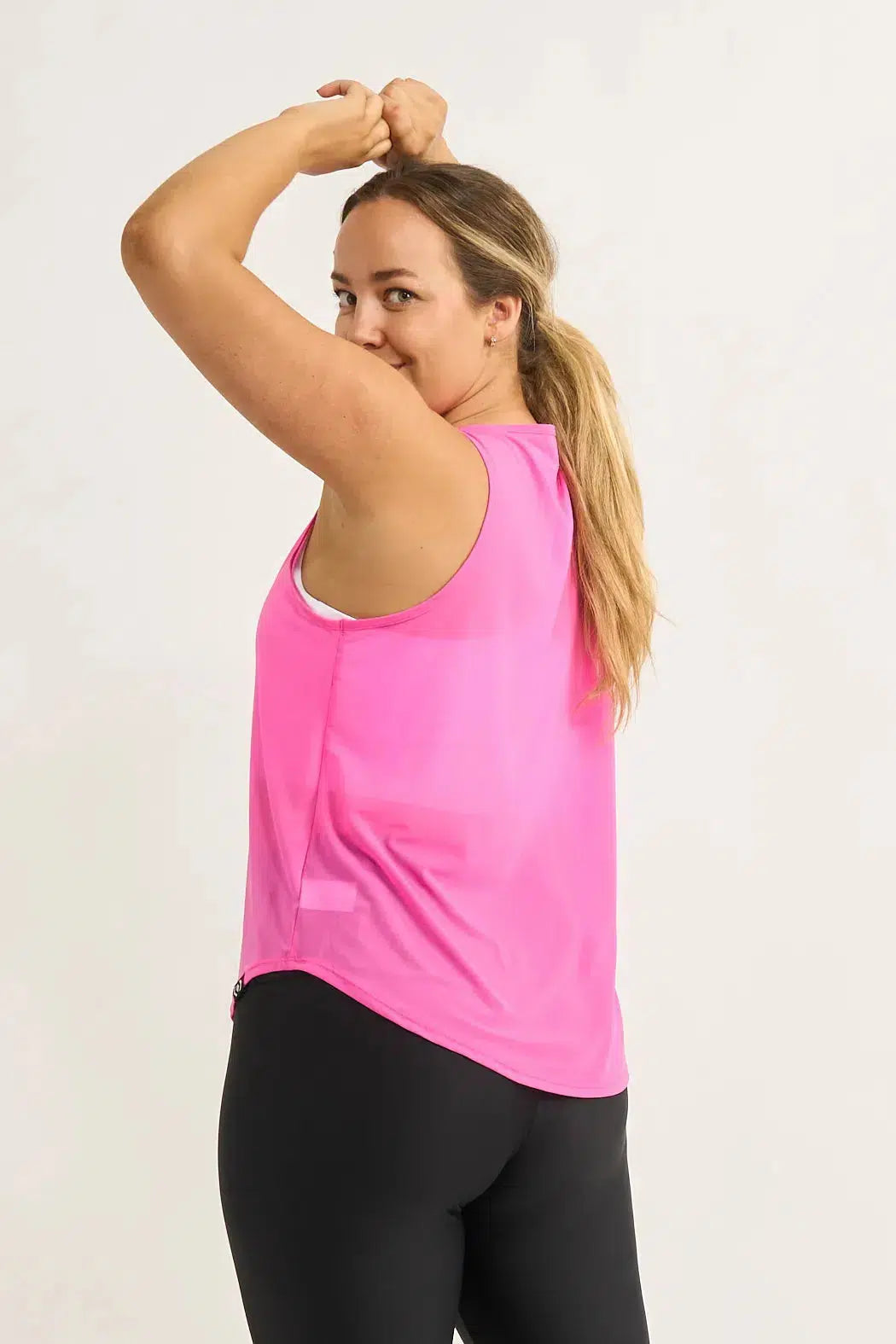 Candy Pink Net - Muscle Back Tank-Activewear-Exoticathletica