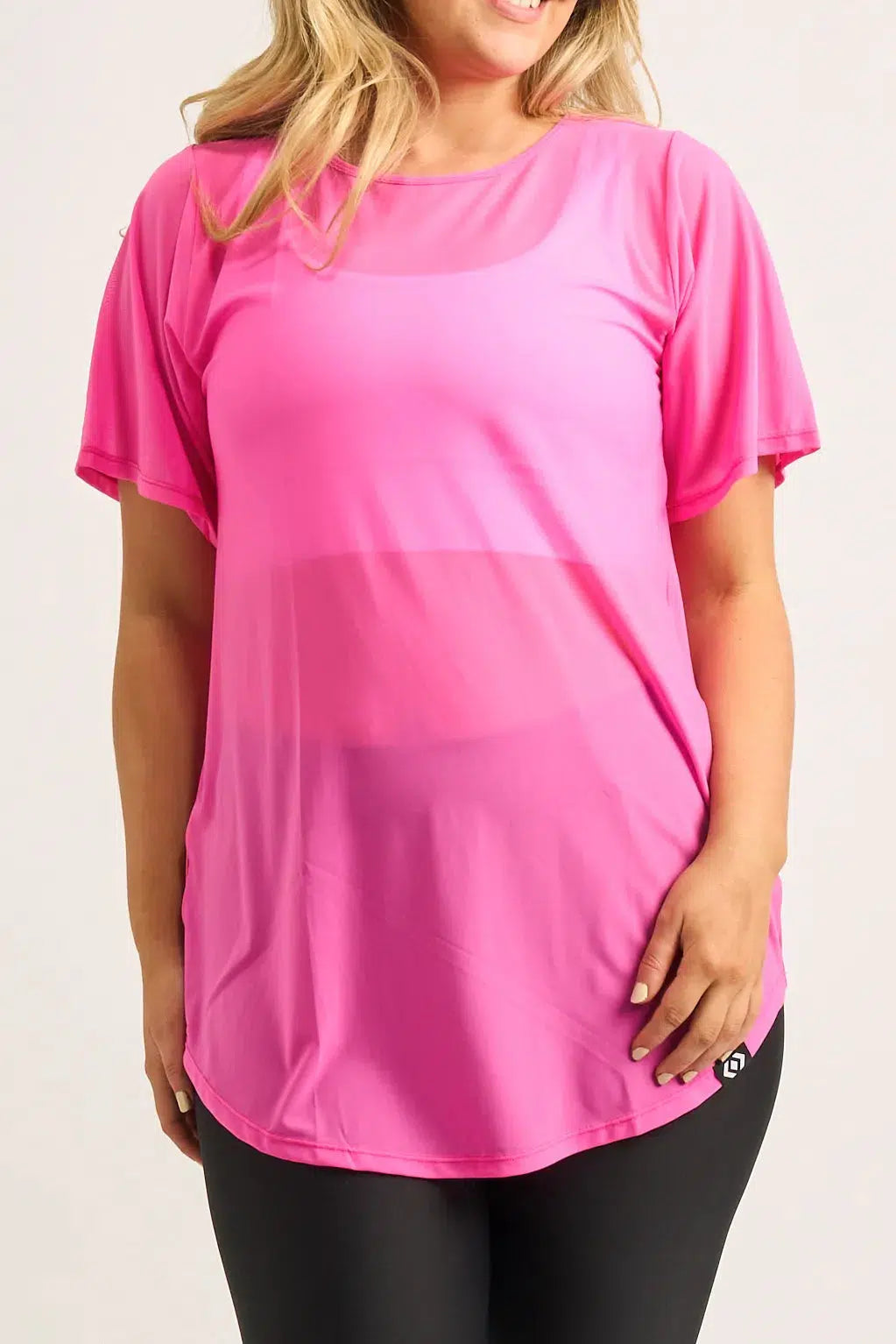 Candy Pink Net - Plain Boyfriend Tee-9358328338284-Activewear-Exoticathletica