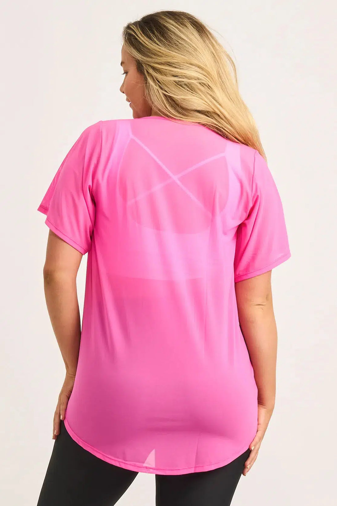 Candy Pink Net - Plain Boyfriend Tee-Activewear-Exoticathletica