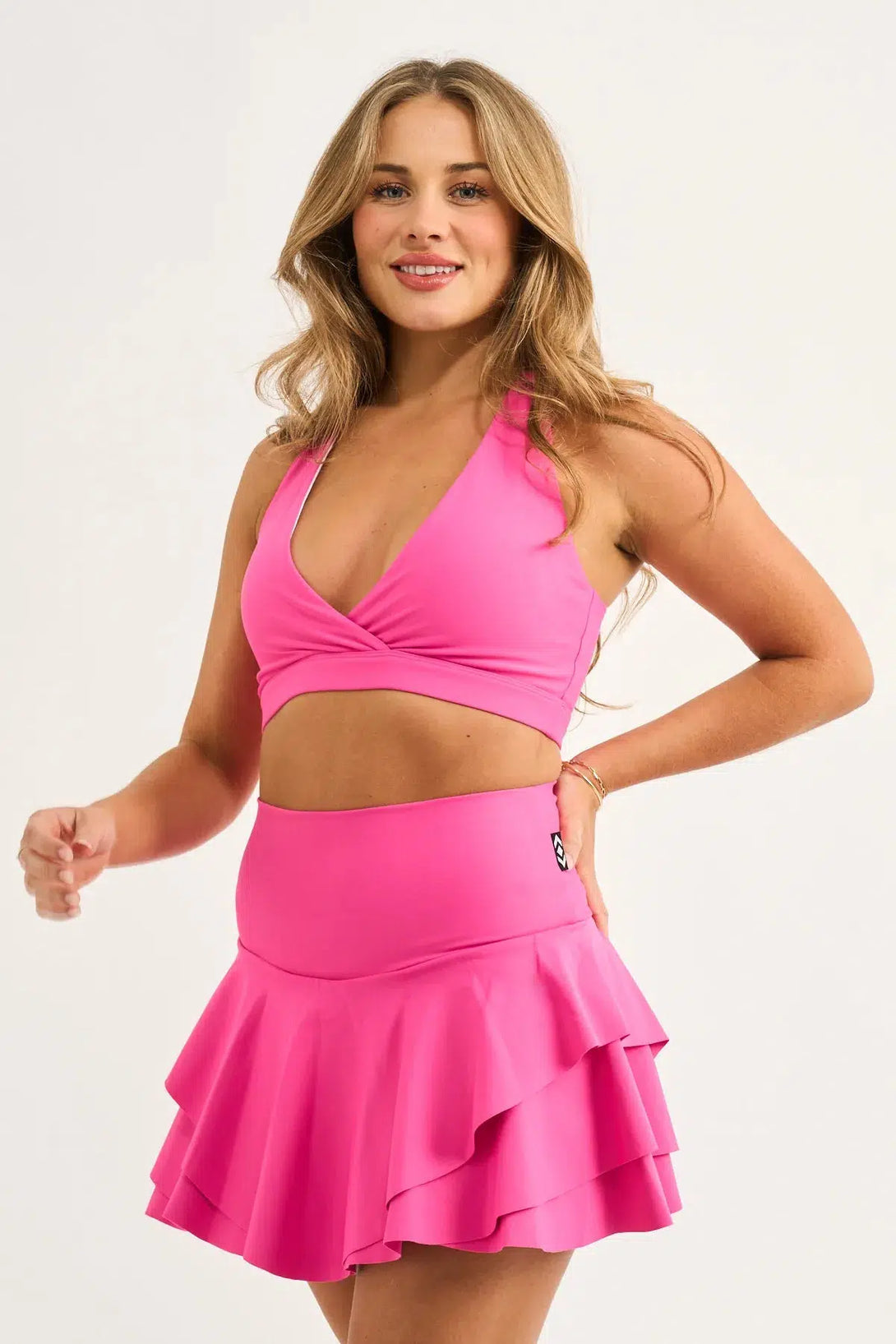 Candy Pink Performance - Cross Over Crop-Activewear-Exoticathletica