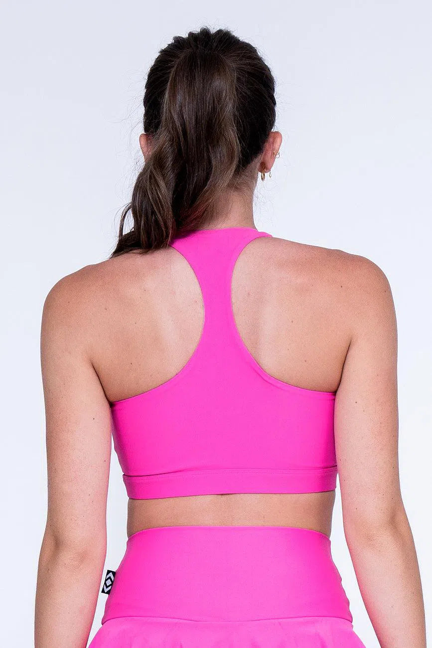 Candy Pink Performance - Deep V Crop-Activewear-Exoticathletica