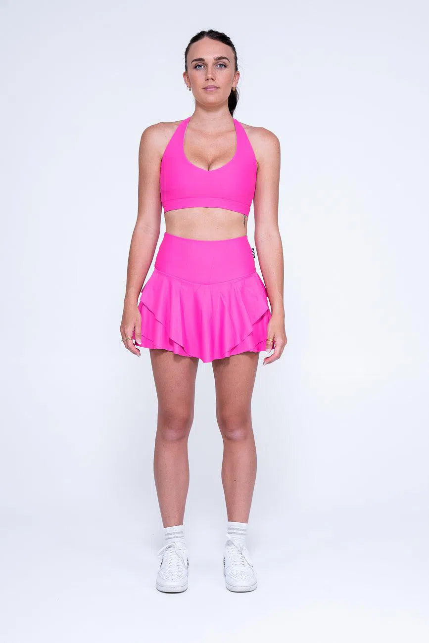 Candy Pink Performance - Deep V Crop-Activewear-Exoticathletica