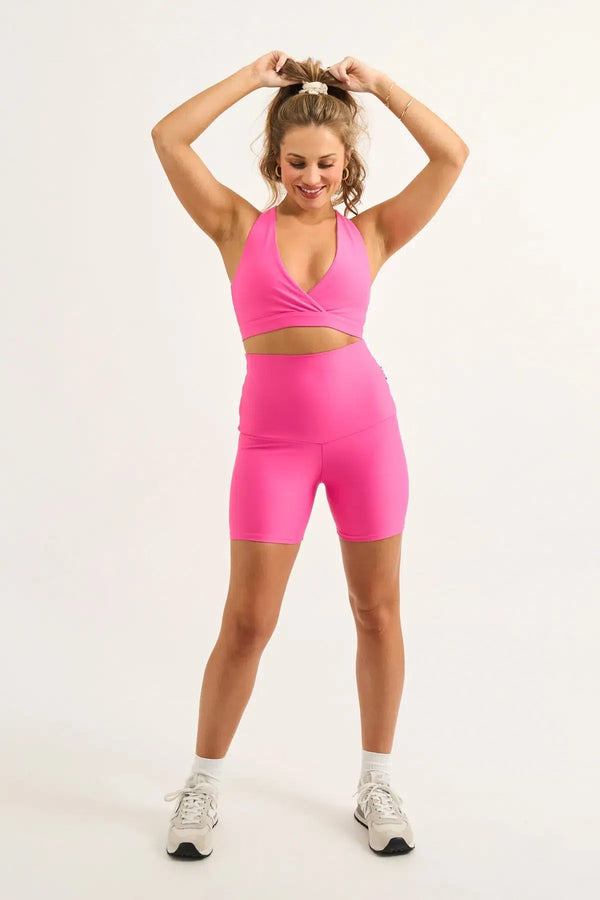 Candy Pink Performance - Extra High Waisted Booty Shorts-9358328352372-Activewear-Exoticathletica