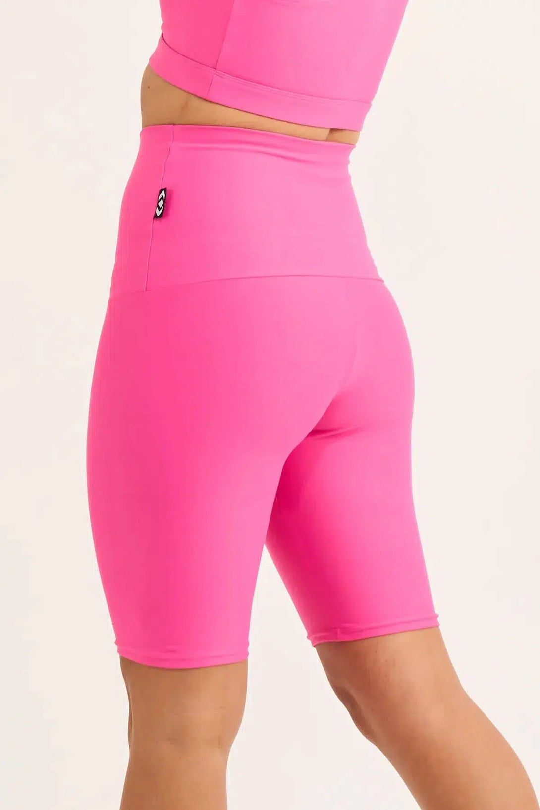 Candy Pink Performance - Extra High Waisted Long Shorts-Activewear-Exoticathletica