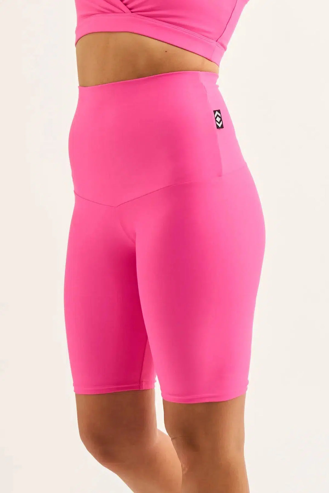 Candy Pink Performance - Extra High Waisted Long Shorts-Activewear-Exoticathletica