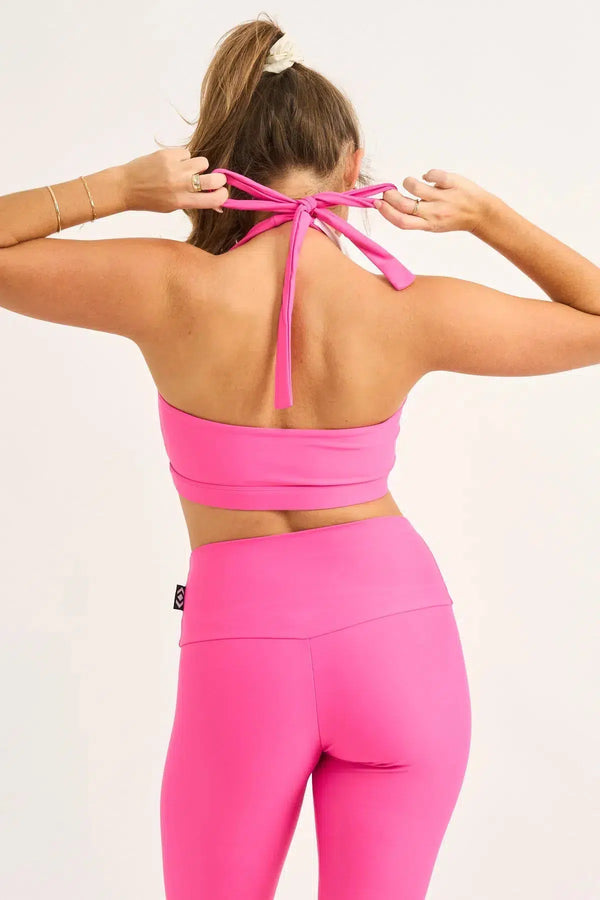 Candy Pink Performance - Halter Crop-Activewear-Exoticathletica