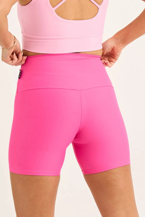 Candy Pink Performance - High Waisted Booty Shorts-Activewear-Exoticathletica