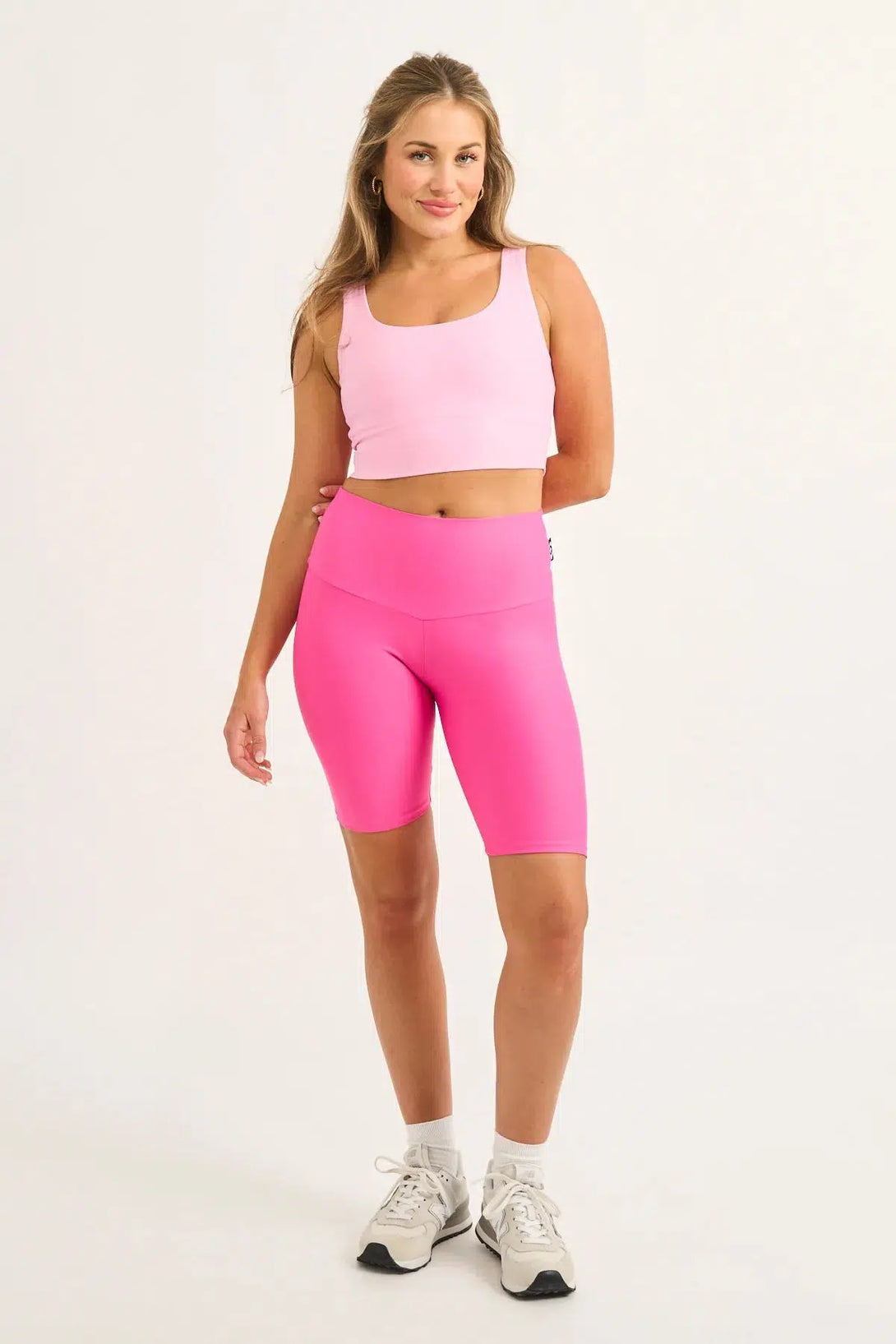 Candy Pink Performance - High Waisted Long Shorts-9358328349075-Activewear-Exoticathletica