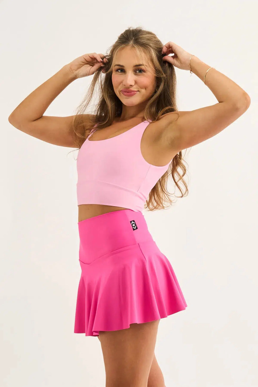 Candy Pink Performance - High Waisted Simple Skort-Activewear-Exoticathletica