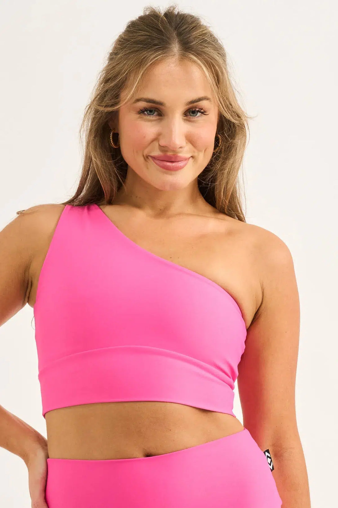 Candy Pink Performance - One Shoulder Comfort Crop Top-9358328310730-Activewear-Exoticathletica