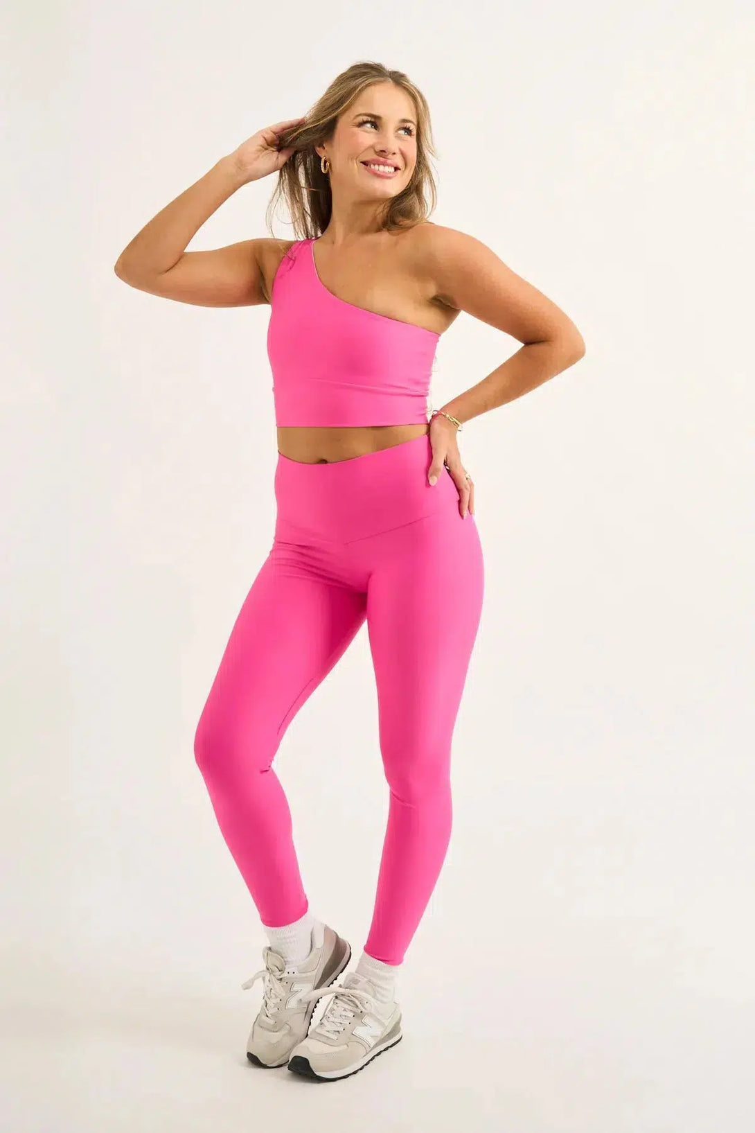 Candy Pink Performance - One Shoulder Comfort Crop Top-Activewear-Exoticathletica