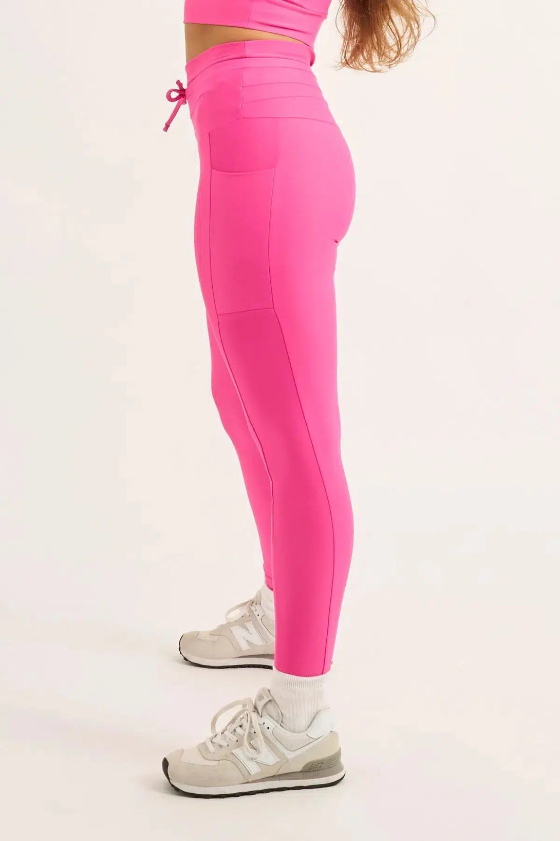 Candy Pink Performance - Panel Pocket Drawstring High Waisted Leggings-Activewear-Exoticathletica