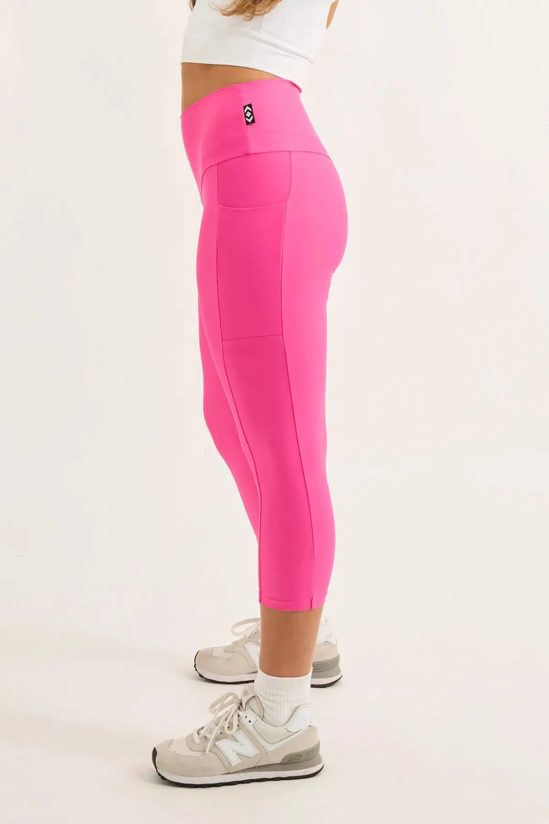 Candy Pink Performance - Panel Pocket High Waisted Capri Leggings-Activewear-Exoticathletica