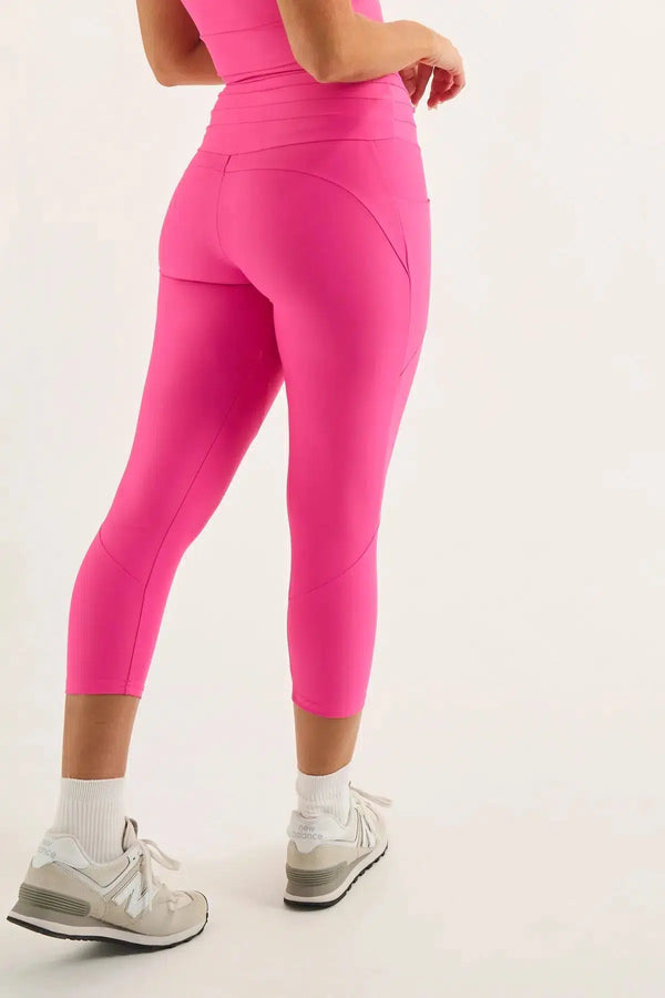 Candy Pink Performance - Pocket Booty Shaper Drawstring Capri Leggings-Activewear-Exoticathletica