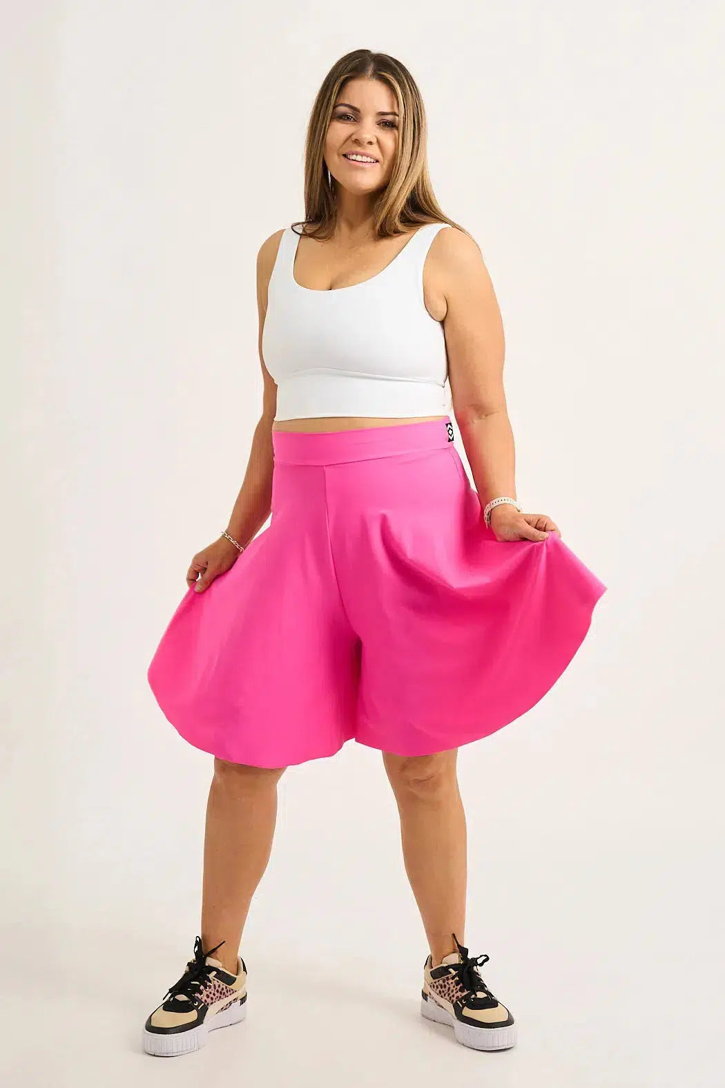 Candy Pink Silky - Basketball Palazzo Short-Activewear-Exoticathletica