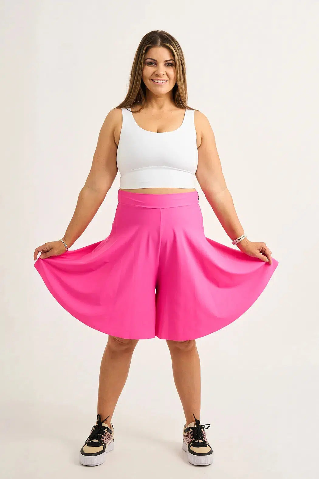 Candy Pink Silky - Basketball Palazzo Short-Activewear-Exoticathletica