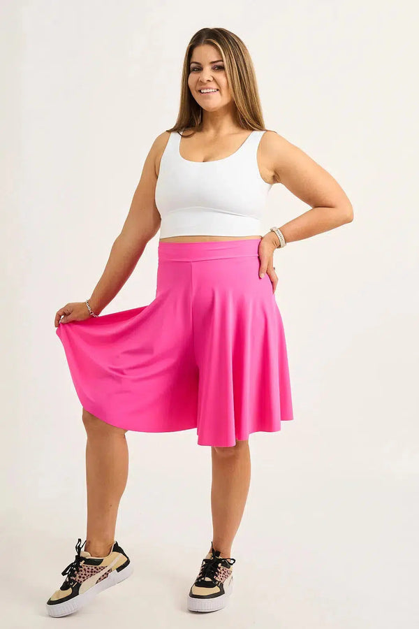 Candy Pink Silky - Basketball Palazzo Short-Activewear-Exoticathletica