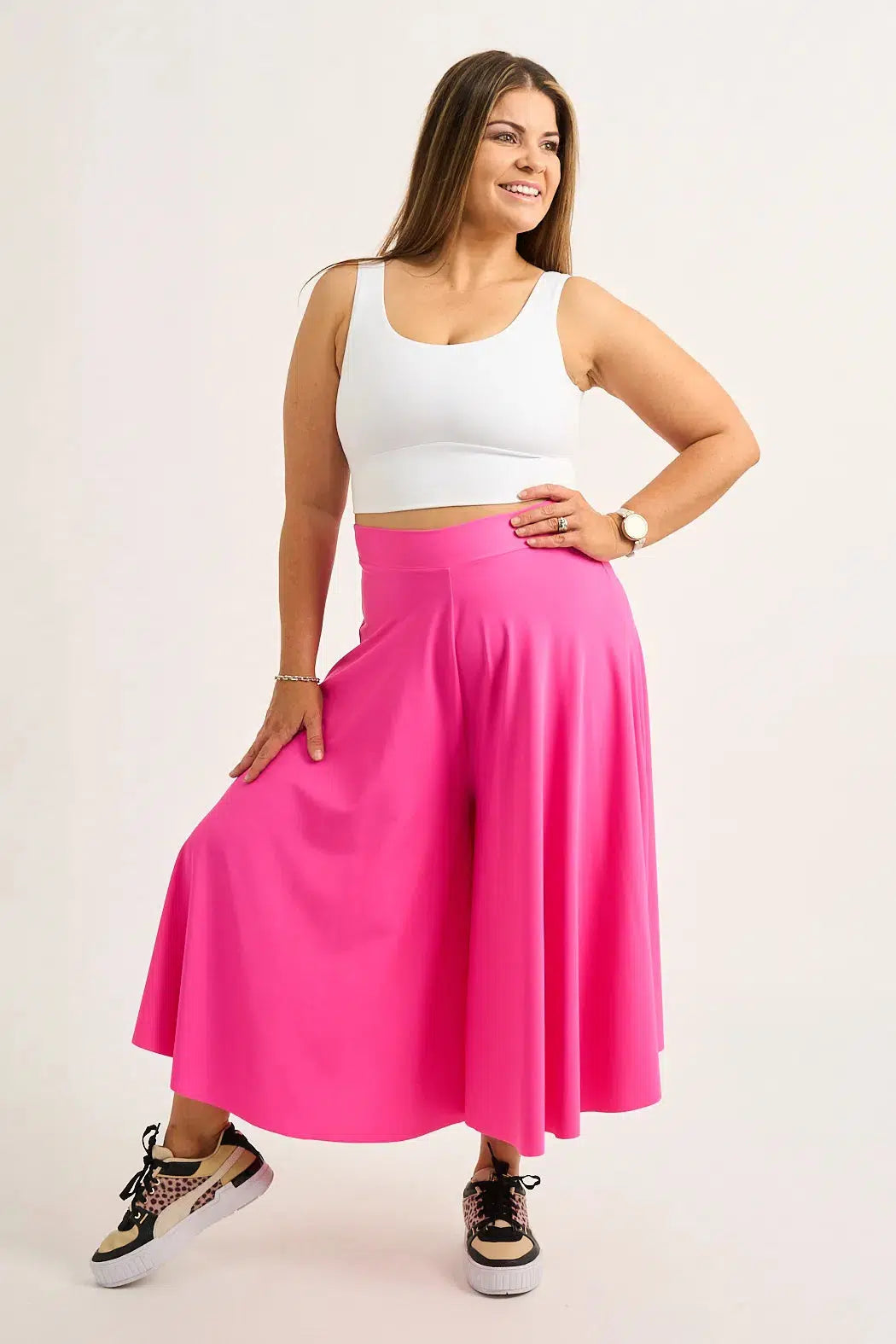 Candy Pink Silky - Palazzo Culotte-9358328329053-Activewear-Exoticathletica