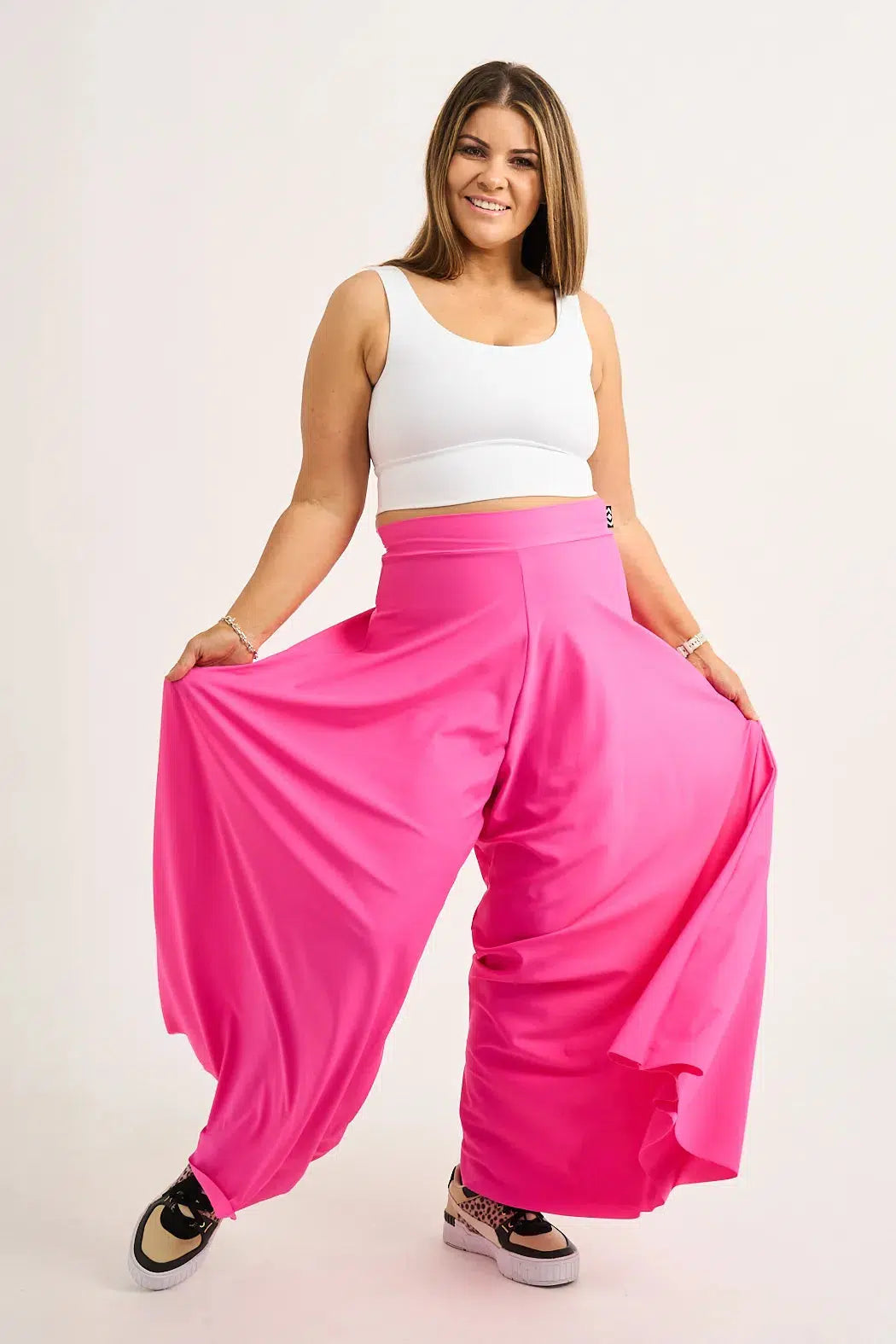 Candy Pink Silky - Palazzo Pant-Activewear-Exoticathletica