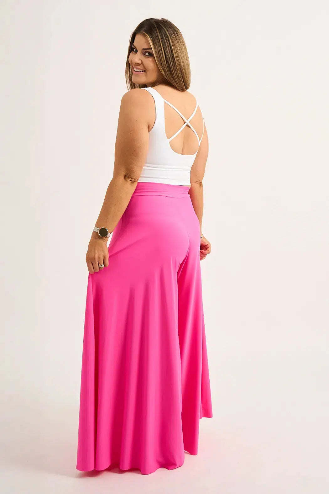 Candy Pink Silky - Palazzo Pant-Activewear-Exoticathletica