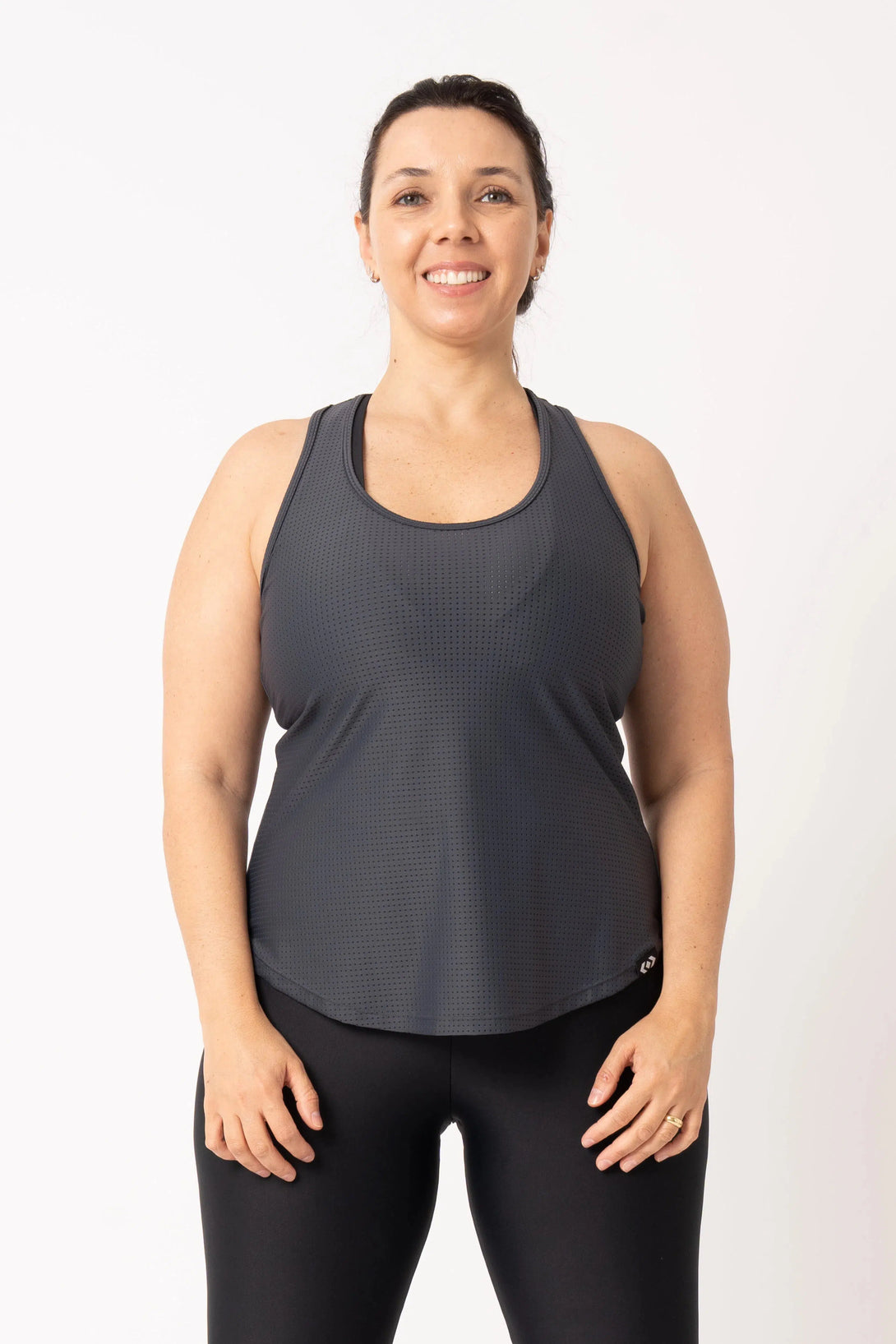 Charcoal Bball Mesh - Racer Back Tank Top-Activewear-Exoticathletica