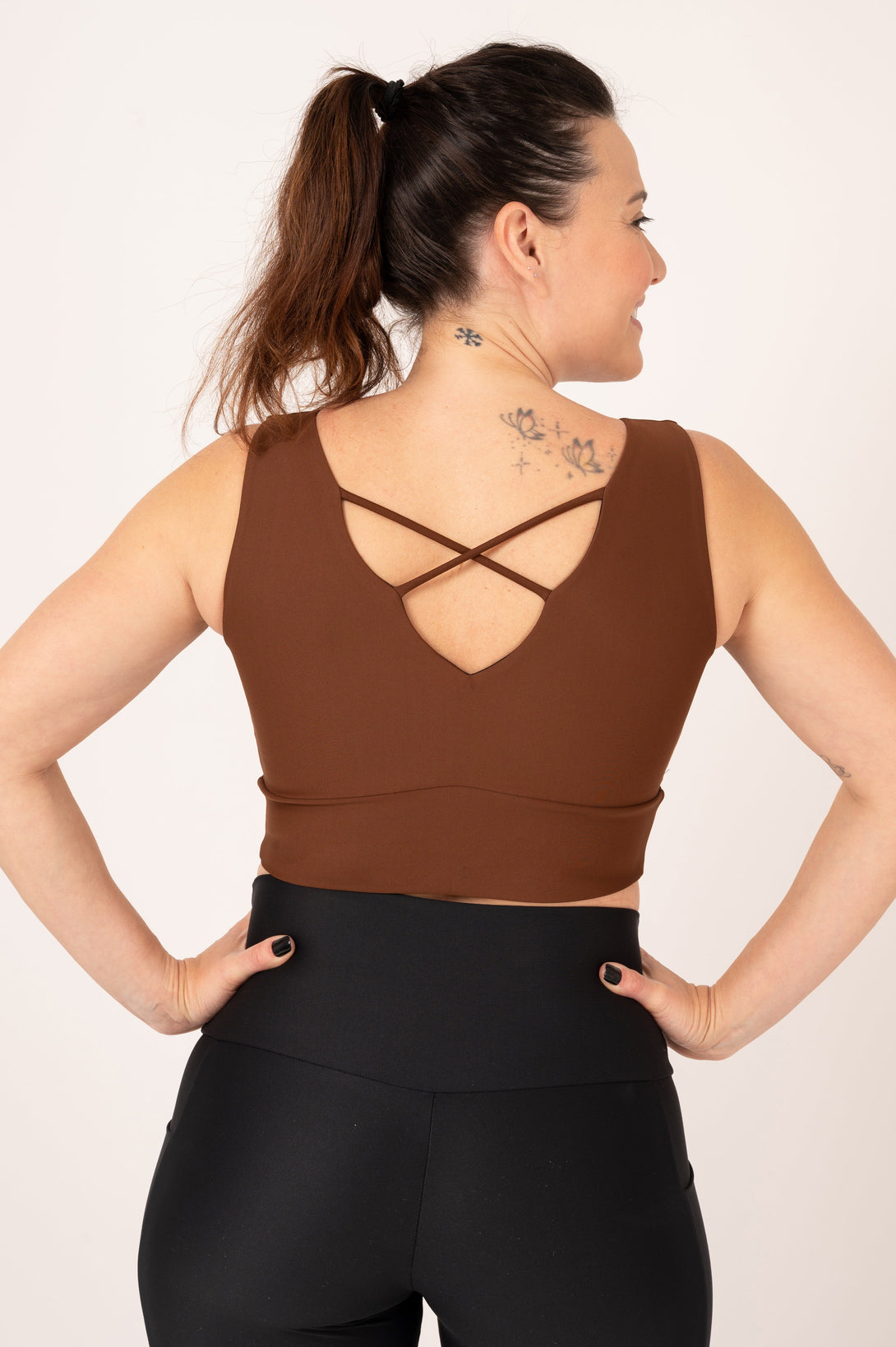 Chocolate Performance - Reversible Comfort Crop Top-Activewear-Exoticathletica