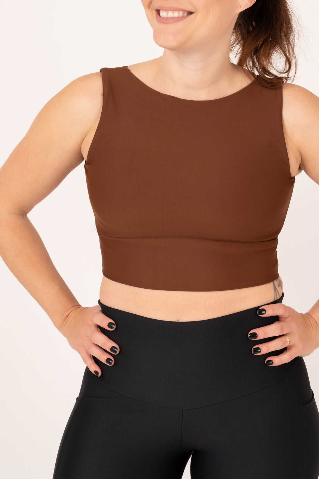 Chocolate Performance - Reversible Comfort Crop Top-Activewear-Exoticathletica