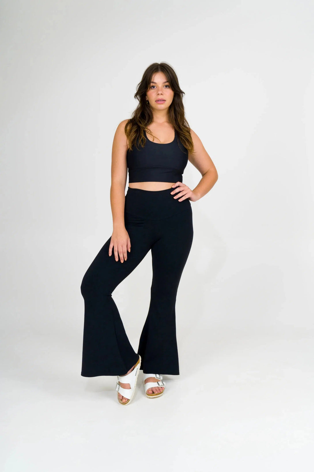 Comfy Cotton High Waisted Bells - Black-Activewear-Exoticathletica