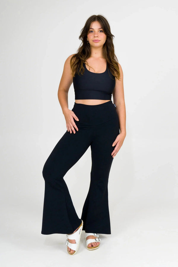 Comfy Cotton High Waisted Bells - Black-Activewear-Exoticathletica