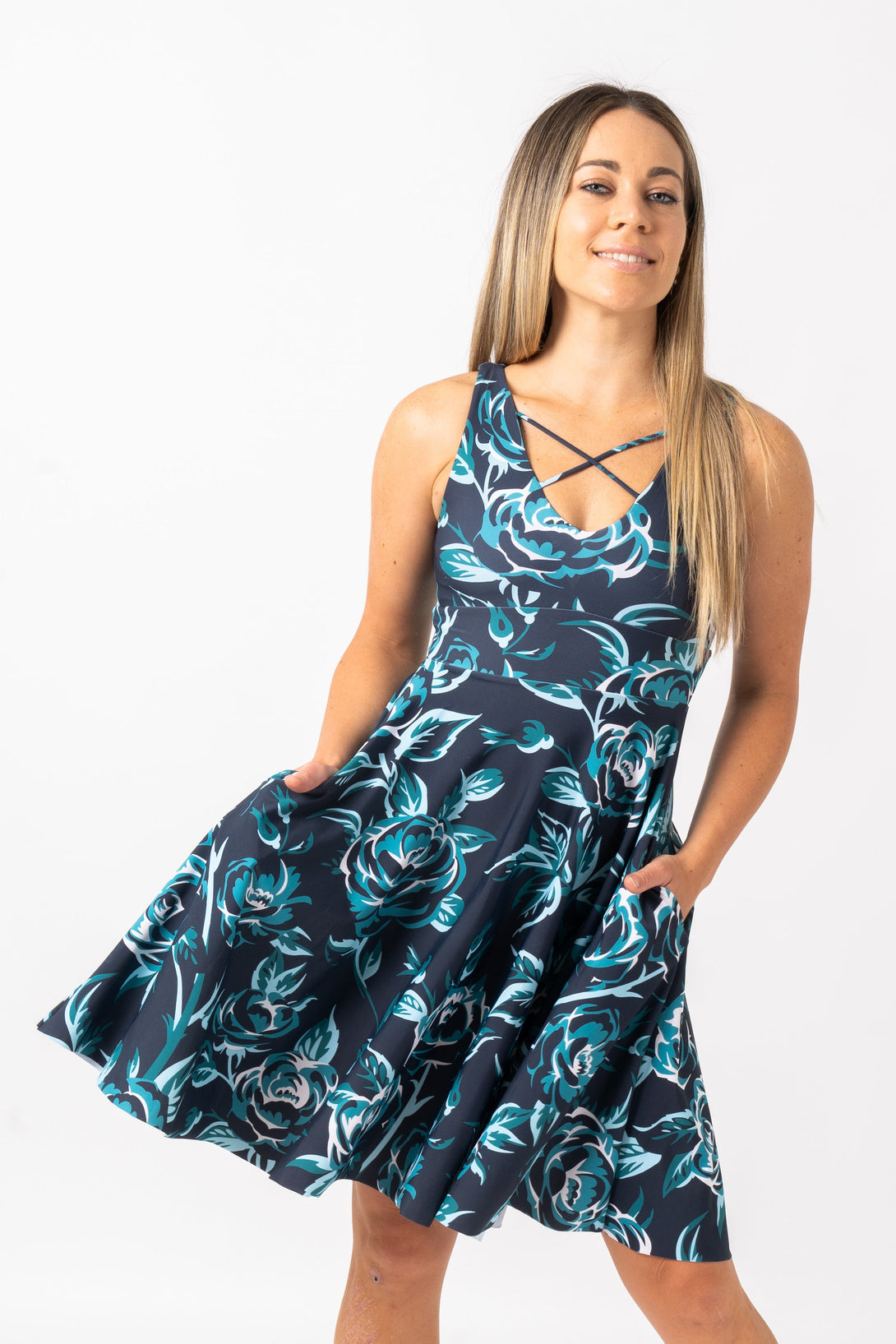 Cruel To Be Kind Silky - Reversible Comfort Crop Midi Dress W/Pockets-Activewear-Exoticathletica