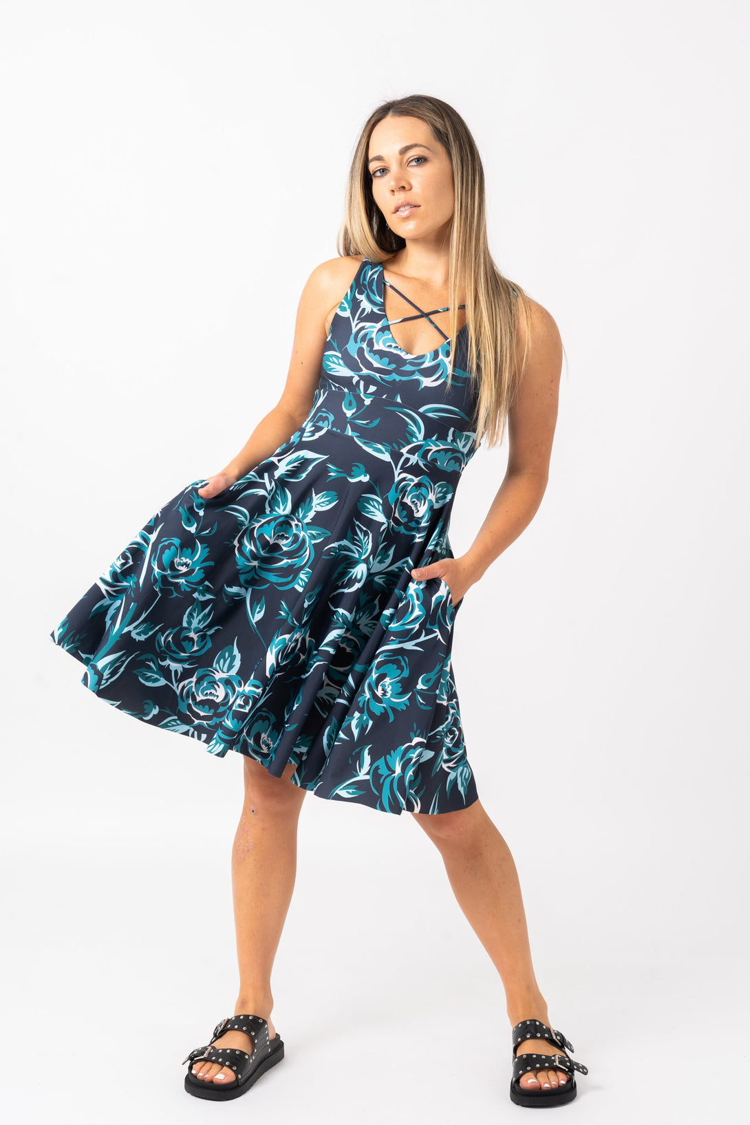 Cruel To Be Kind Silky - Reversible Comfort Crop Midi Dress W/Pockets-Activewear-Exoticathletica