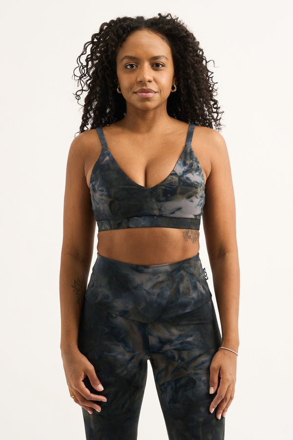 Dark and Moody Tie Dye Body Contouring - Bralette Crop-9358328267041-Activewear-Exoticathletica