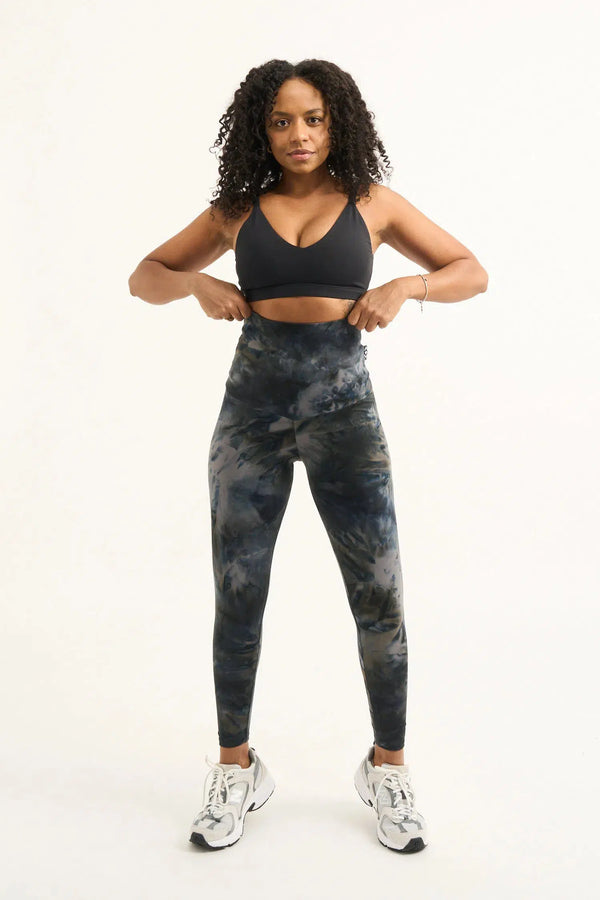 Dark and Moody Tie Dye Body Contouring - Extra High Waisted 7/8 Leggings-9358328265061-Activewear-Exoticathletica