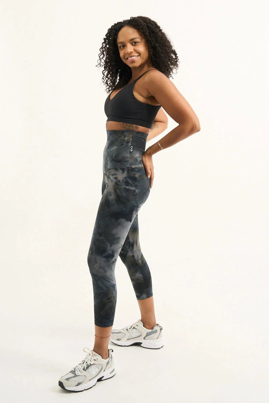 Dark and Moody Tie Dye Body Contouring - Extra High Waisted Capri Leggings-Activewear-Exoticathletica