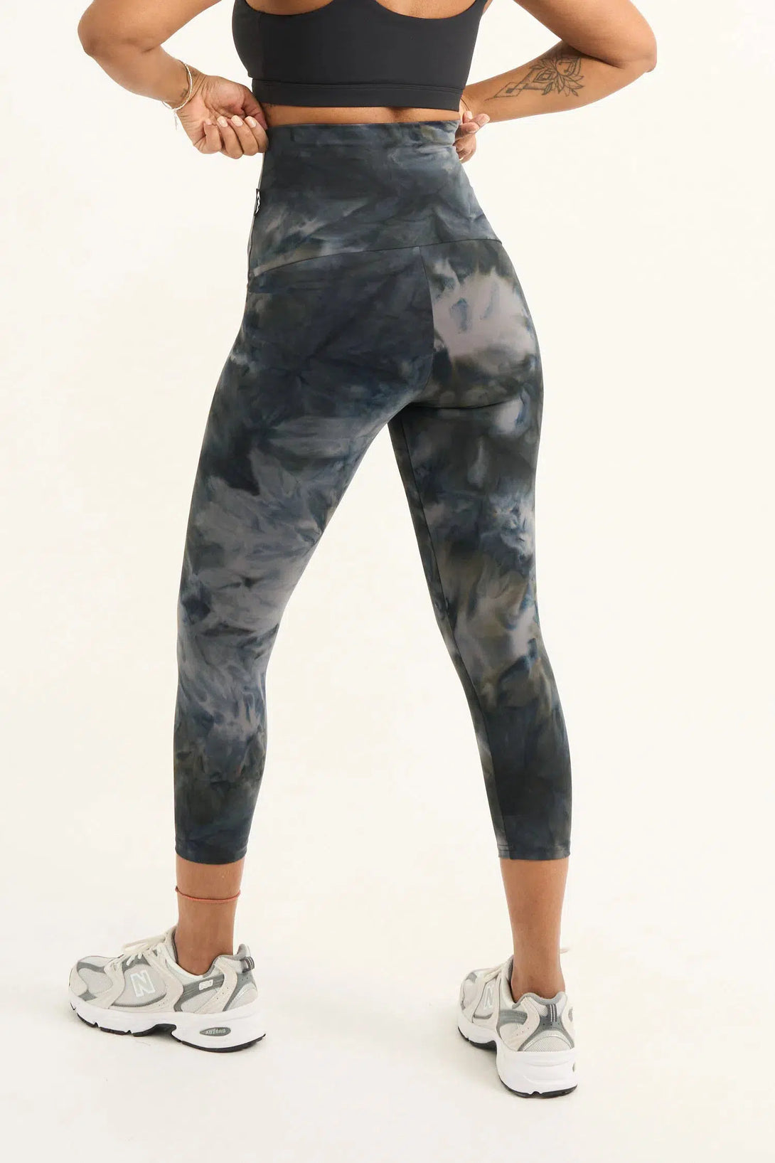 Dark and Moody Tie Dye Body Contouring - Extra High Waisted Capri Leggings-Activewear-Exoticathletica