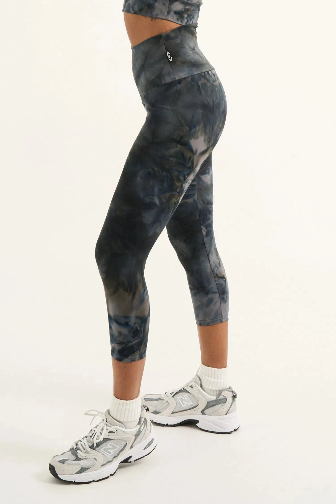 Dark and Moody Tie Dye Body Contouring - High Waisted Capri Leggings-Activewear-Exoticathletica