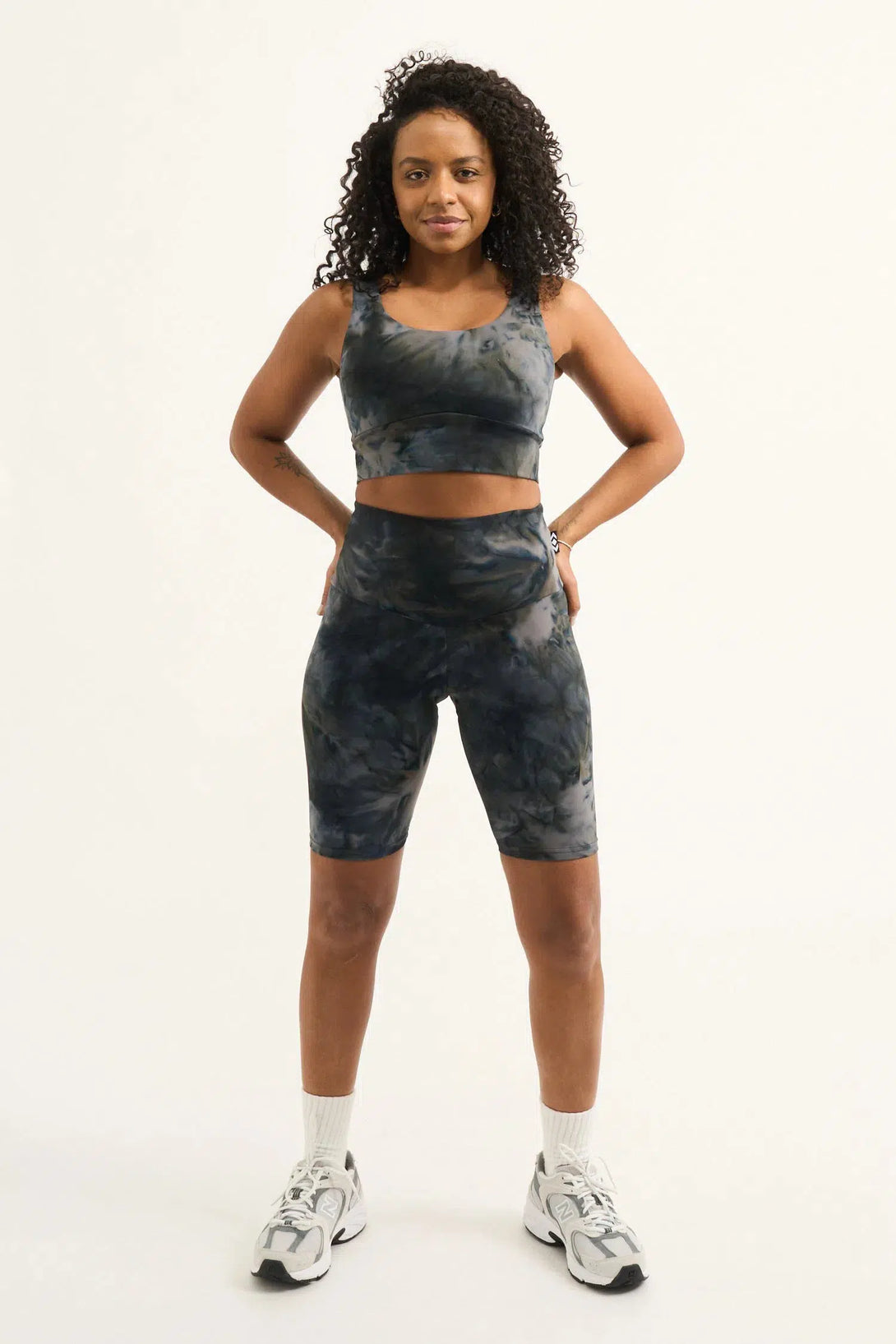 Dark and Moody Tie Dye Body Contouring - High Waisted Long Shorts-Activewear-Exoticathletica