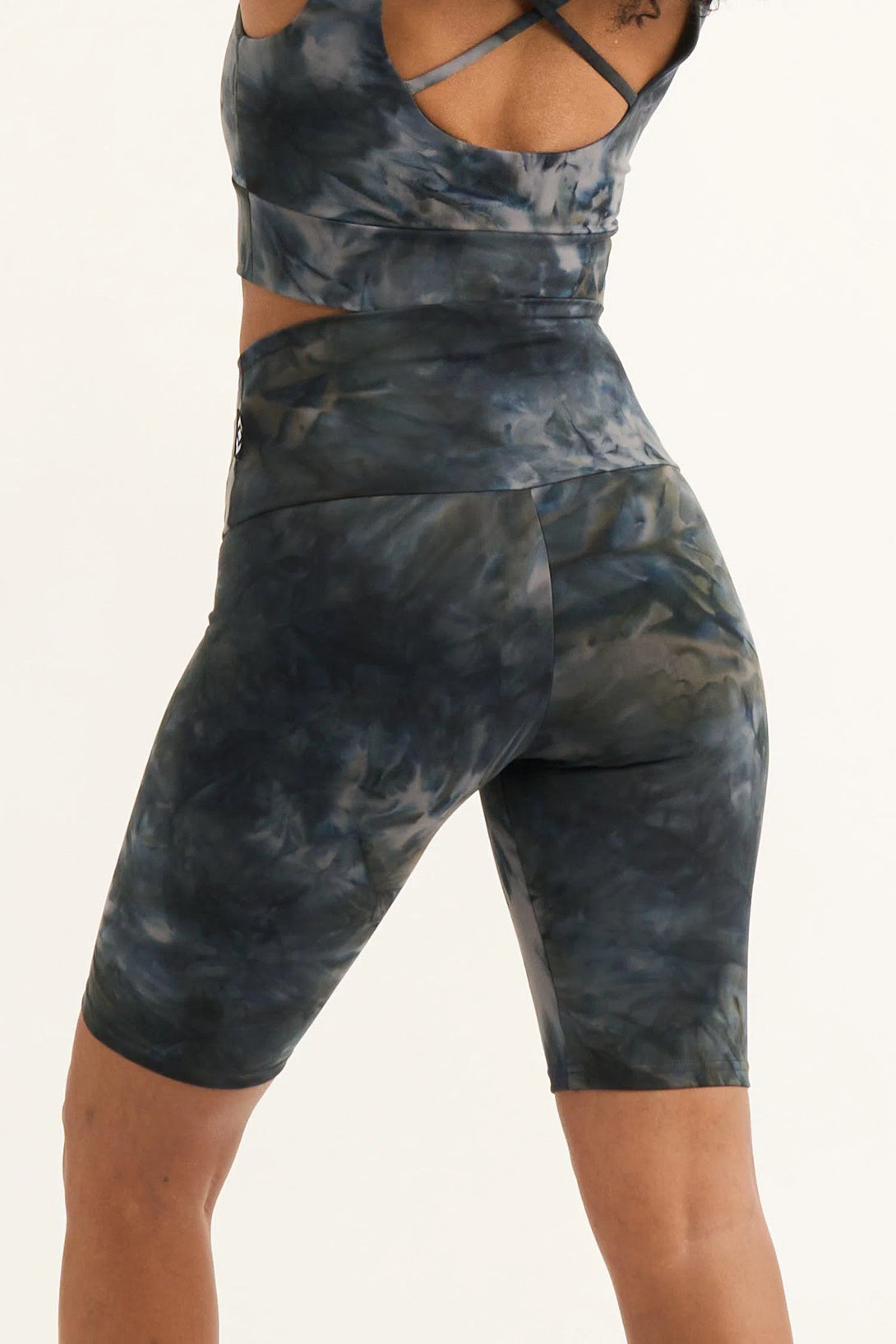 Dark and Moody Tie Dye Body Contouring - High Waisted Long Shorts-Activewear-Exoticathletica