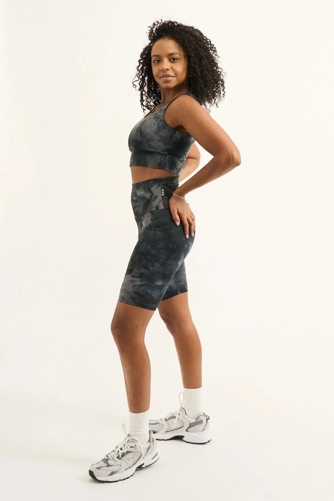 Dark and Moody Tie Dye Body Contouring - High Waisted Long Shorts-Activewear-Exoticathletica