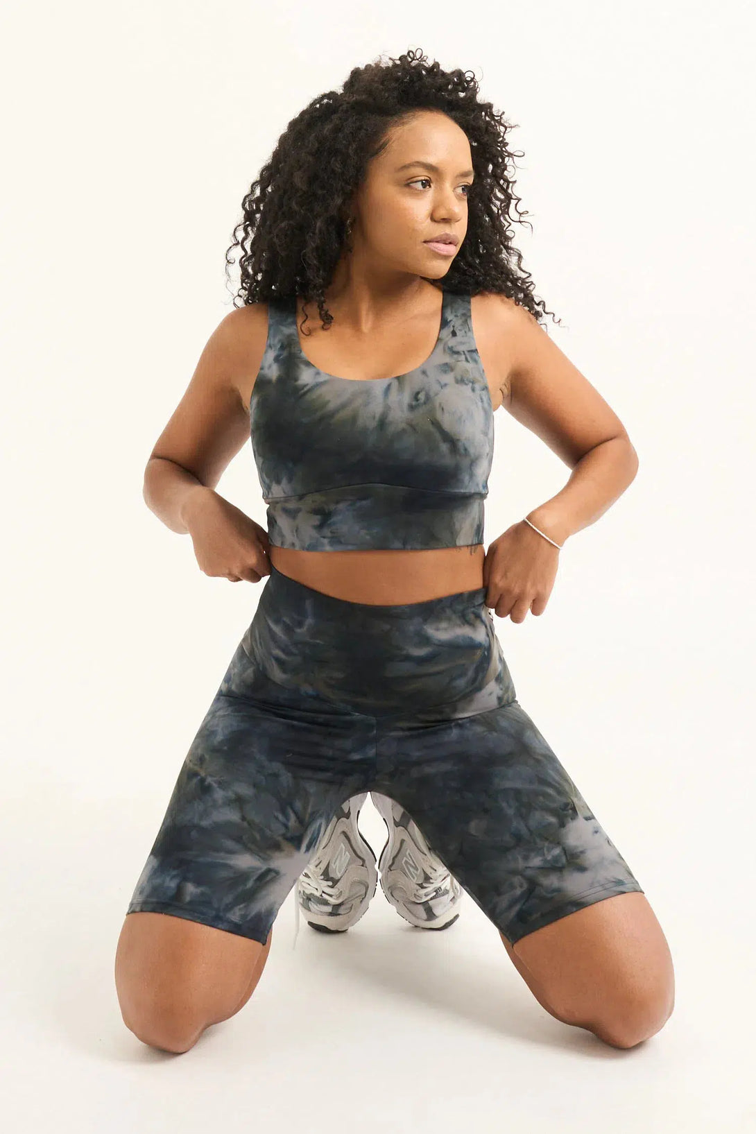 Dark and Moody Tie Dye Body Contouring - High Waisted Long Shorts-Activewear-Exoticathletica