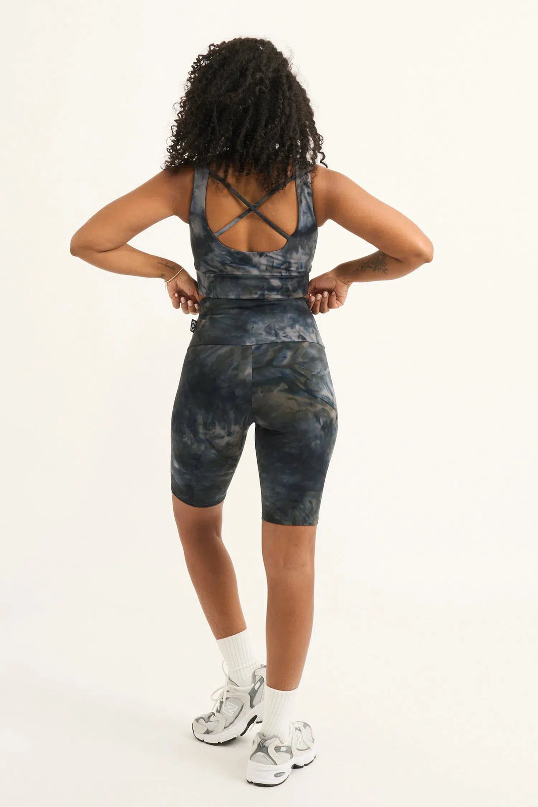 Dark and Moody Tie Dye Body Contouring - High Waisted Long Shorts-Activewear-Exoticathletica