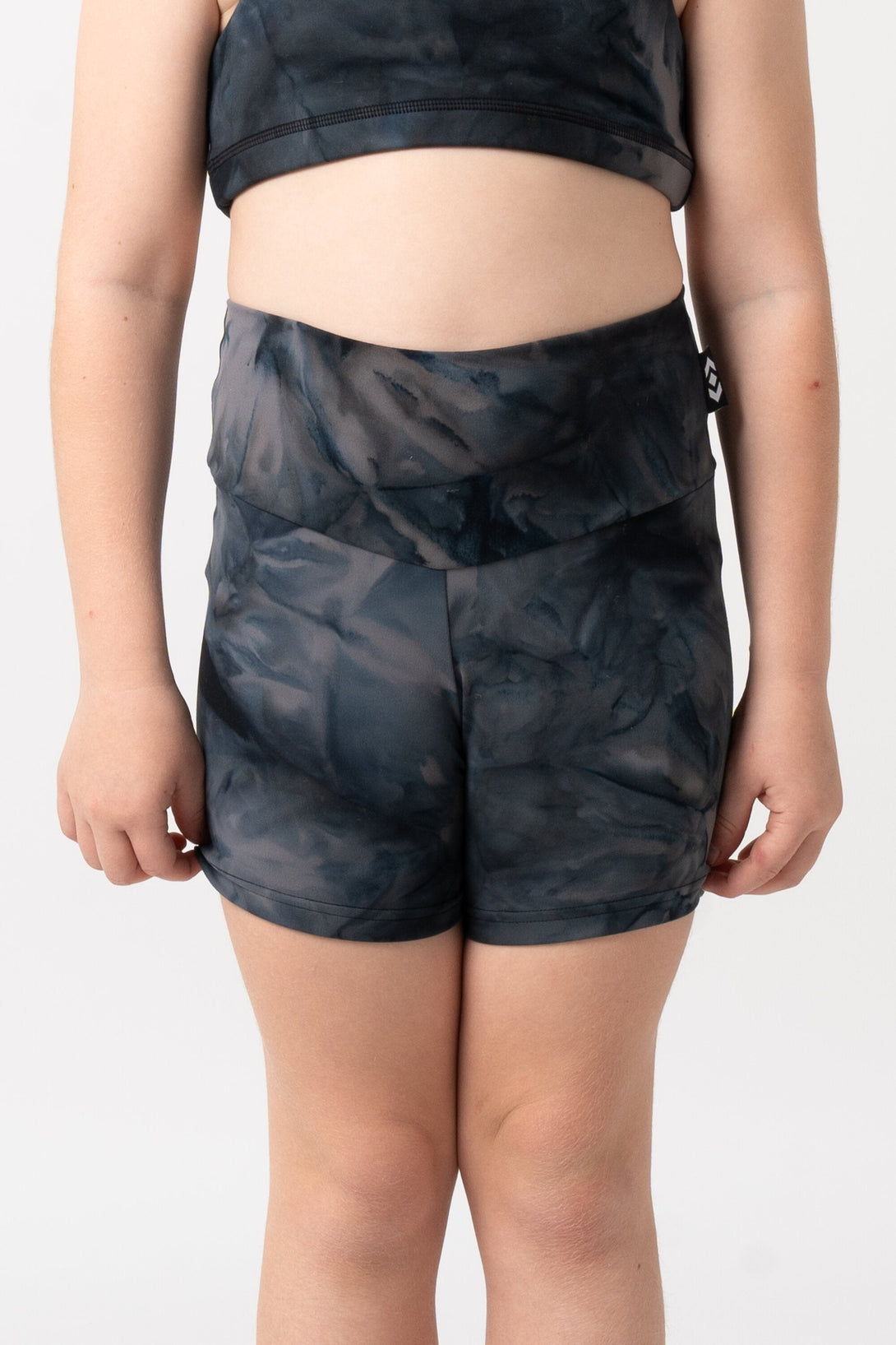 Dark and Moody Tie Dye Body Contouring - Kids Booty Shorts-Activewear-Exoticathletica