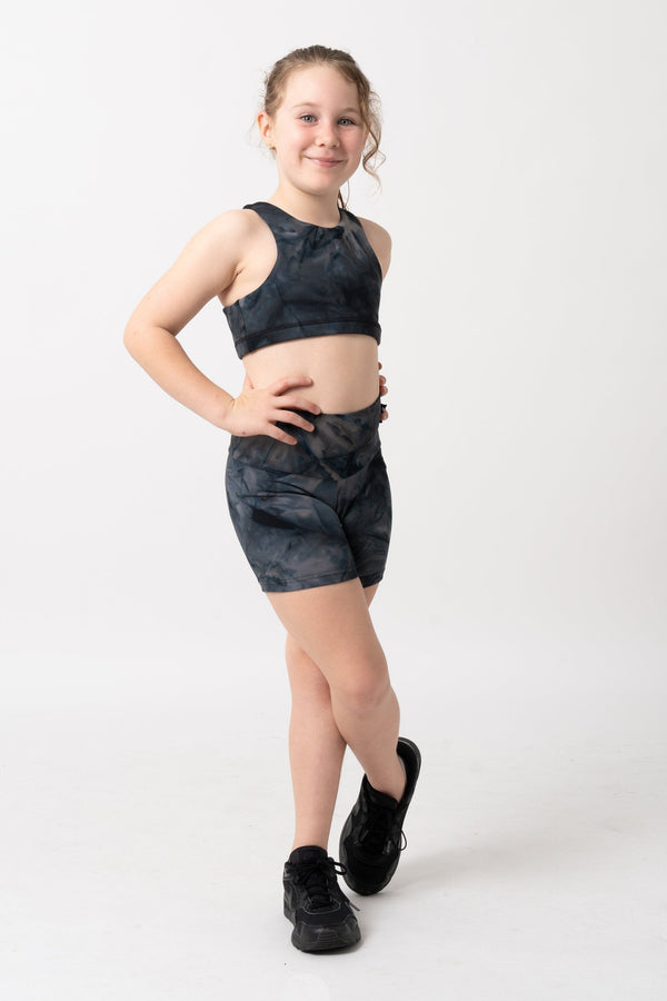 Dark and Moody Tie Dye Body Contouring - Kids Booty Shorts-Activewear-Exoticathletica