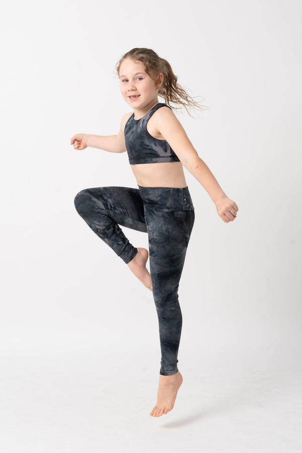 Dark and Moody Tie Dye Body Contouring - Kids Leggings-Activewear-Exoticathletica