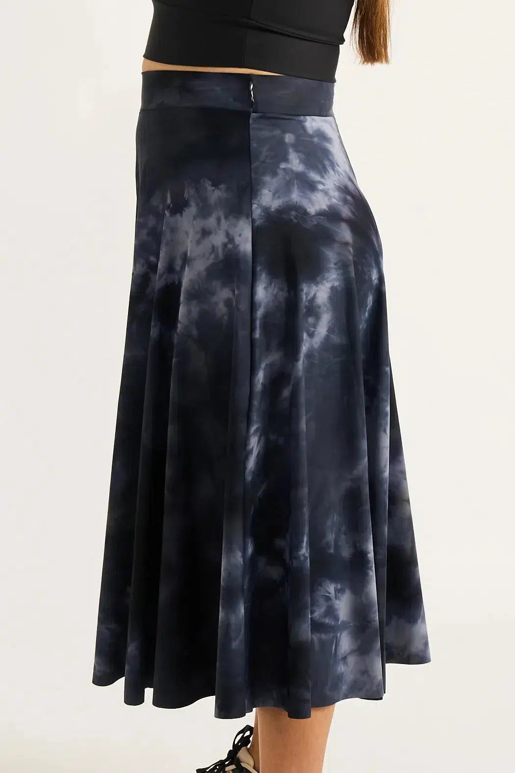 Dark And Moody Tie Dye Silky - Palazzo Culotte-Activewear-Exoticathletica