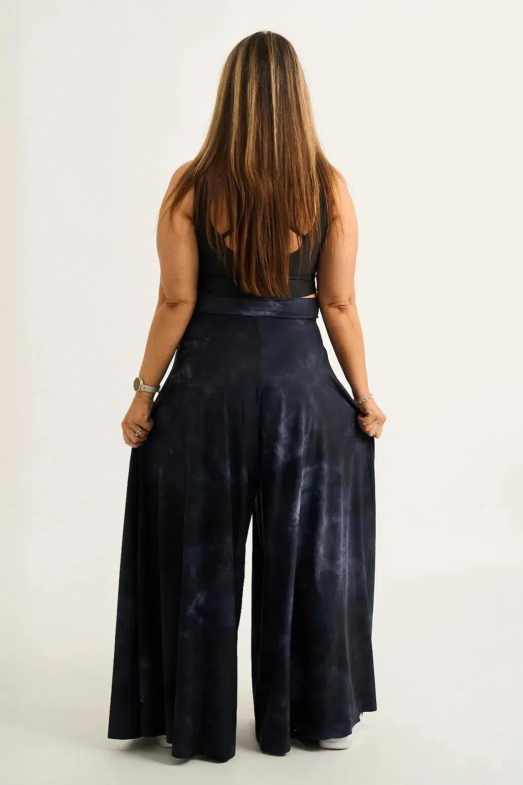 Dark And Moody Tie Dye Silky - Palazzo Pant-Activewear-Exoticathletica