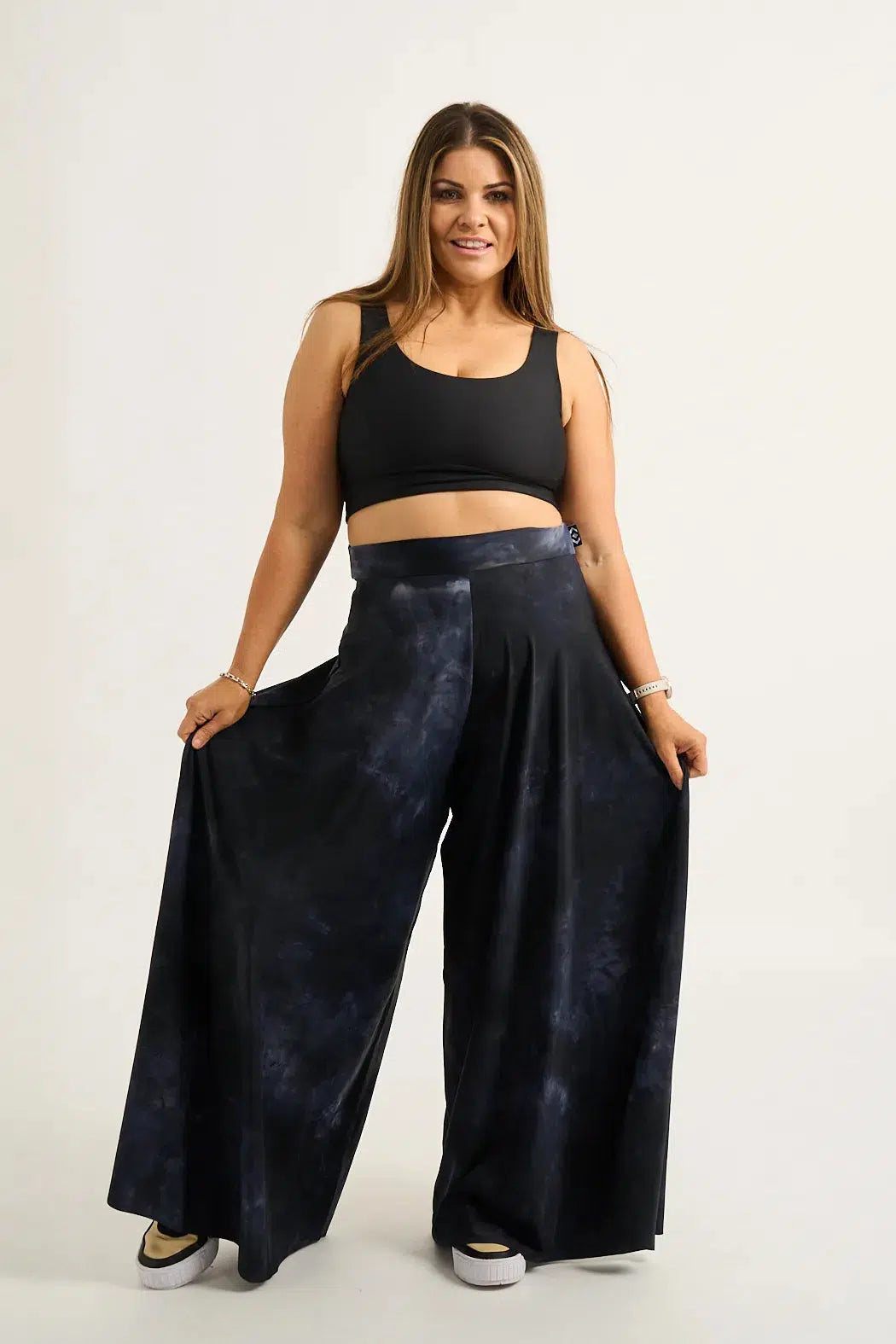 Dark And Moody Tie Dye Silky - Palazzo Pant-Activewear-Exoticathletica