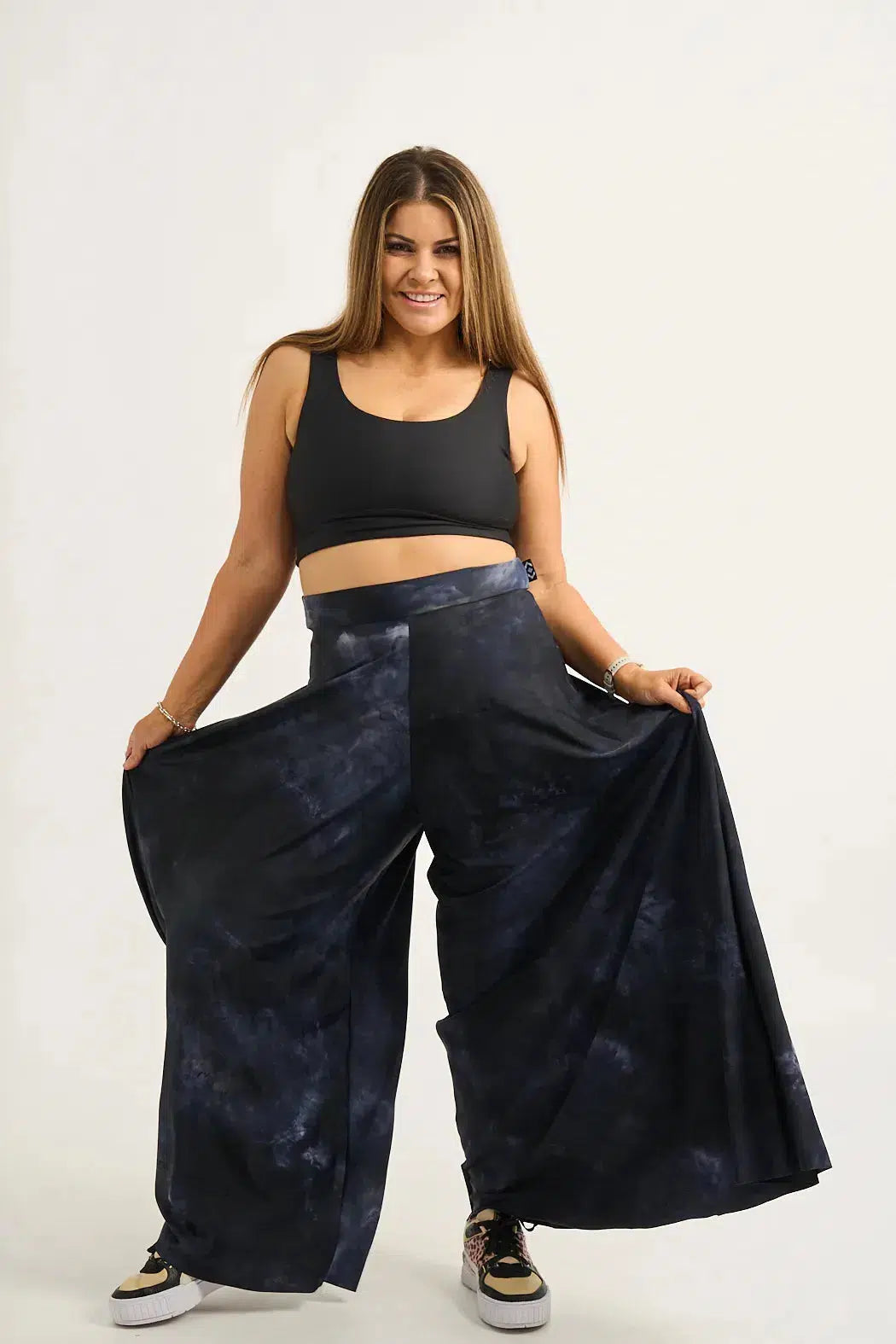 Dark And Moody Tie Dye Silky - Palazzo Pant-Activewear-Exoticathletica