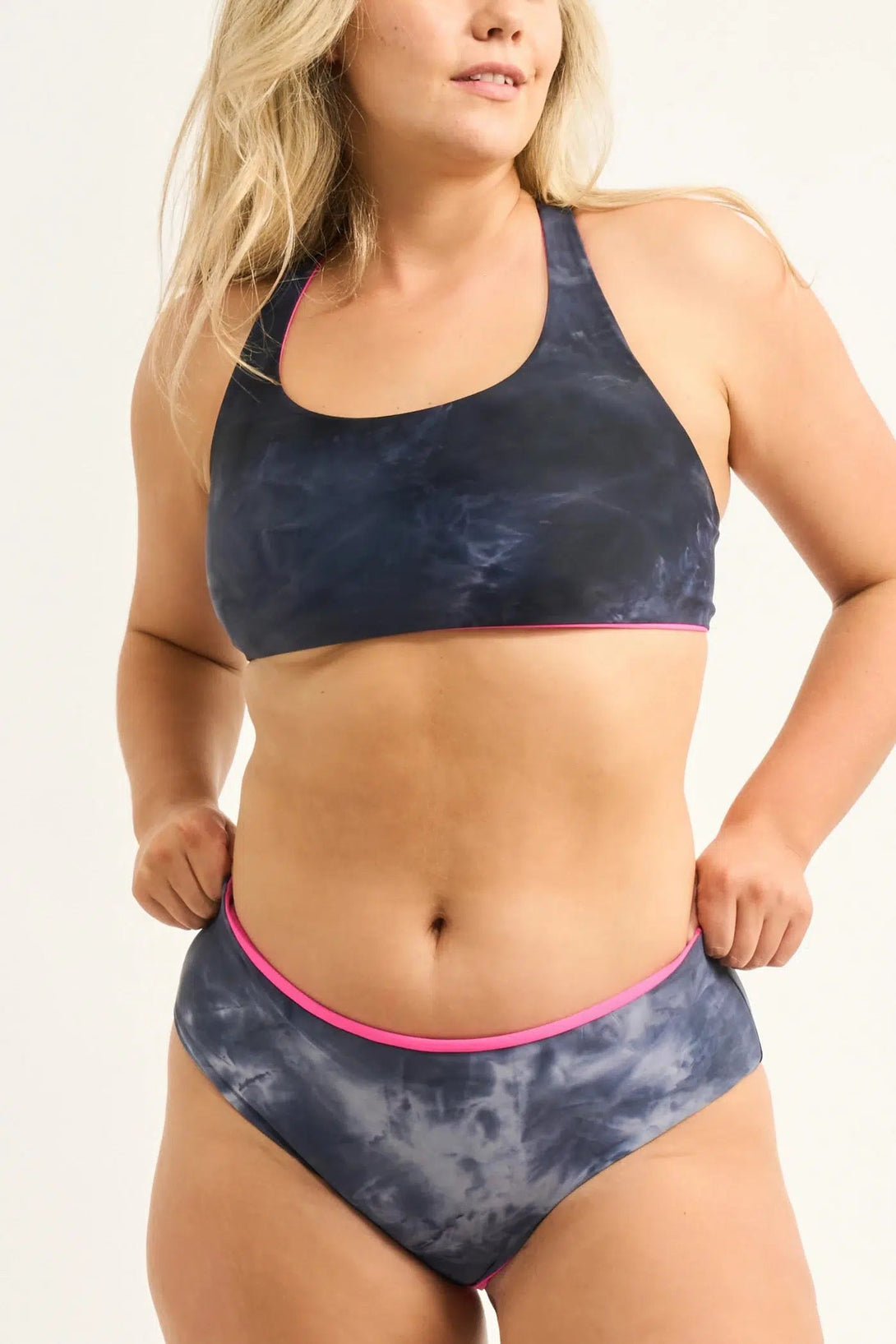 Dark And Moody Tie Dye Silky - Reversible Full Coverage Brief Bikini Bottoms-Activewear-Exoticathletica