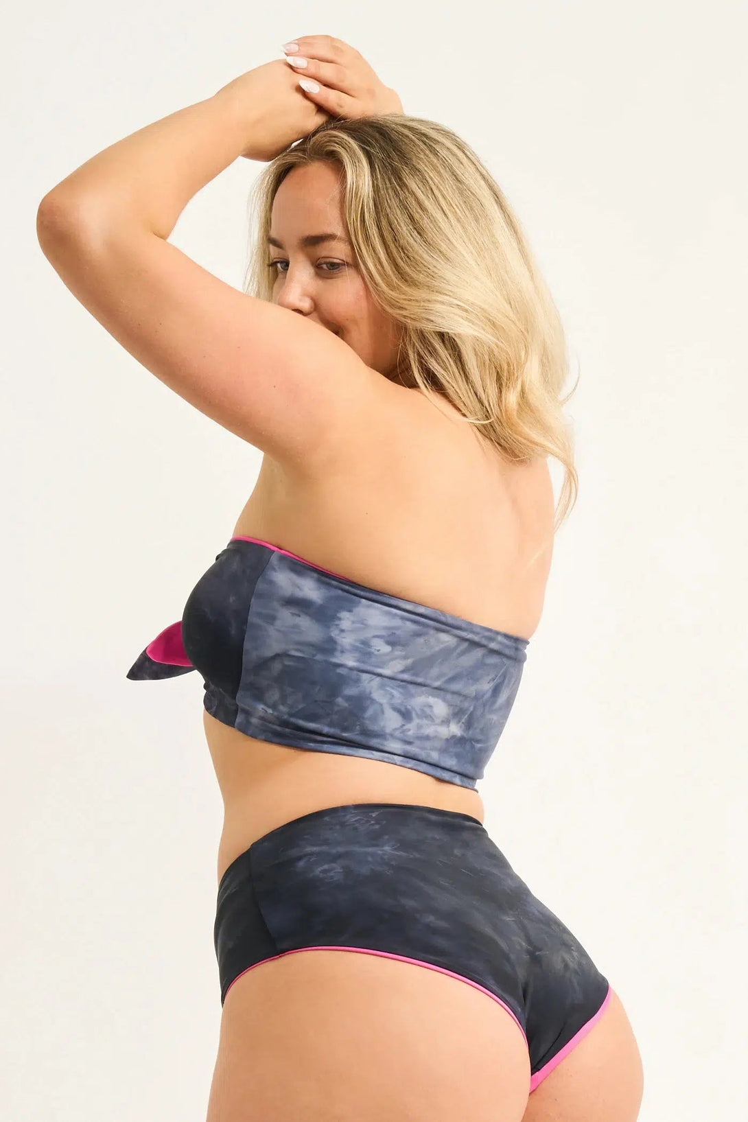 Dark And Moody Tie Dye Silky - Reversible High Waisted Extra Coverage Bikini Bottoms-Activewear-Exoticathletica